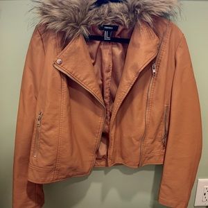 Faux fur leather jacket